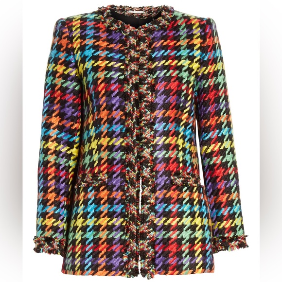 Alice + Olivia Andreas Frayed Blazer  NWOT - Picture 3 of 16